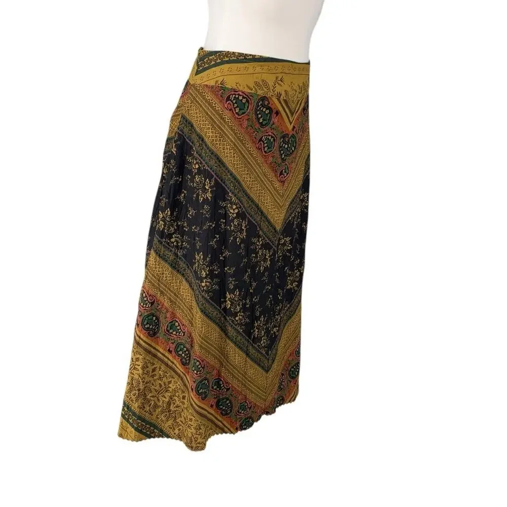 The‎ Territory Ahead Bohemian Cotton Midi Skirt A Line Size 6 Lined Southwestern